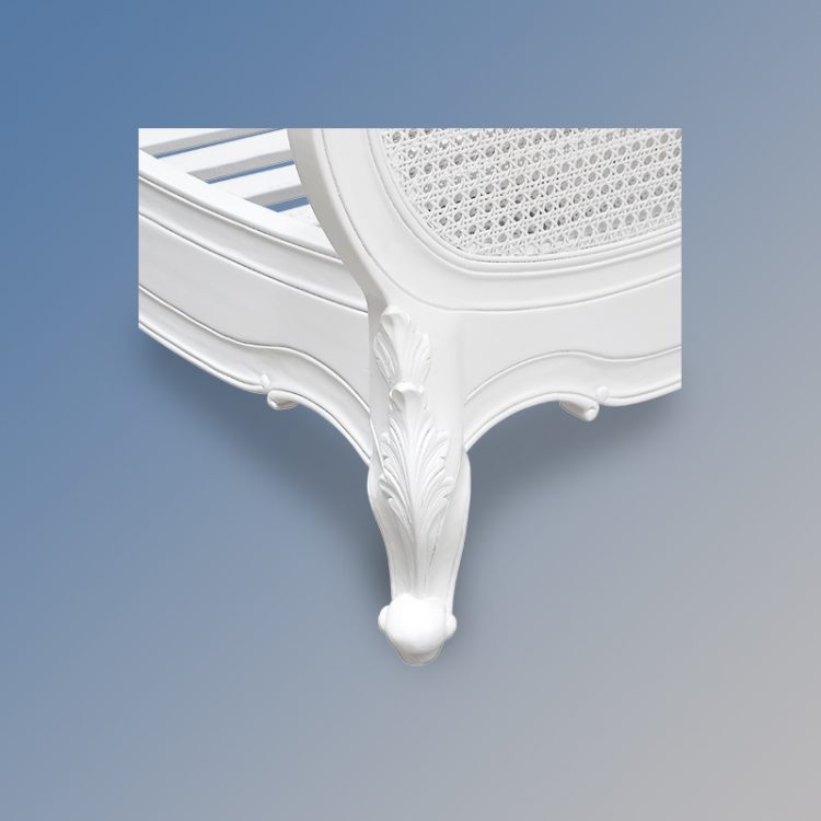Louis XV Cadice- Low End Rattan Bed- French White - Image 4
