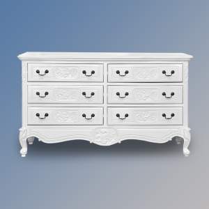 Louis XV 6 Drawer Cabinet Wide - French White