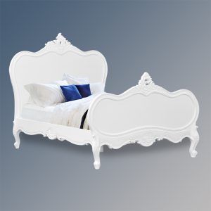 Louis Xv Adelle High End Carved Bed in French White 3ft