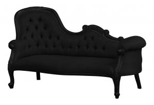 Louis Xv - Versailles Single End Chaise Longue - Black Frame and Black brushed Satin