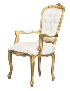 Louis Xv Elise Bedroom Chair - Ivory Damask & Gold Frame