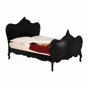 Louis Xv Adelle – High End Carved Bed – French Noir