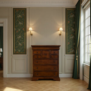 Versailles 9 Drawer Tall Chest - Chestnut colour