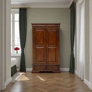 Versailles Double Wardrobe 2 Drawer - Chestnut Colour