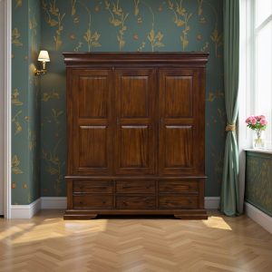 Versailles Triple Armoire - 6 Drawer - Chestnut colour