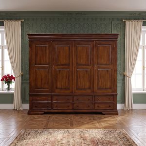 Versailles Quadruple Armoire  - 8 Drawers - Chestnut Colour