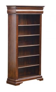 Versailles Elise Bookcase - Five Shelf storage and hidden recessed drawer - Chestnut