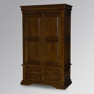 Versailles Double Wardrobe 4 Drawer - Chestnut Colour