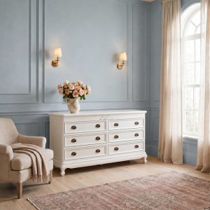 Chantilly 6 Drawer Wide - French White