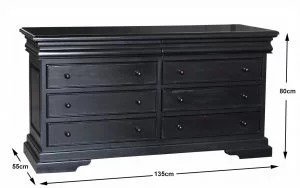 Versailles 8 Drawer Chest Wide (Mini) - French Noir