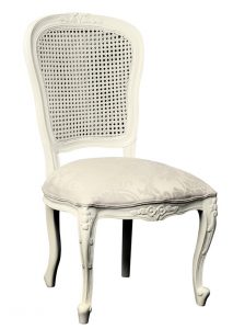 Chantilly Side Chair in French Ivory - Rattan Back