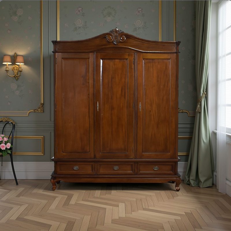 Chantilly Triple Armoire - Solid Doors - Chestnut Colour