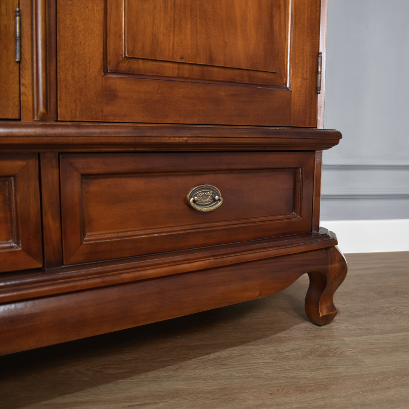 Chantilly Triple Armoire - Solid Doors - Chestnut Colour - Image 7