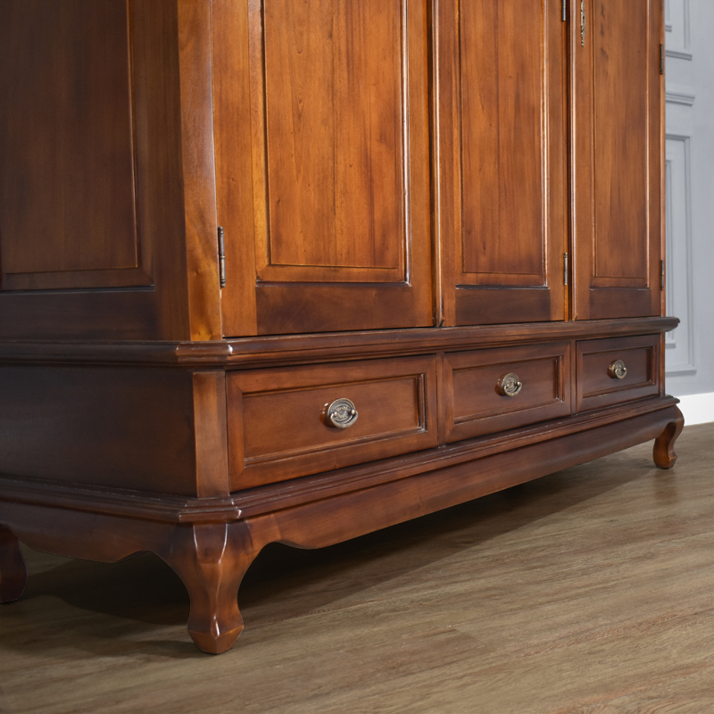 Chantilly Triple Armoire - Solid Doors - Chestnut Colour - Image 8