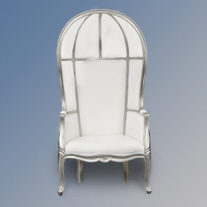 Porters Chair - La Dome - Silver Frame and White Faux Leather