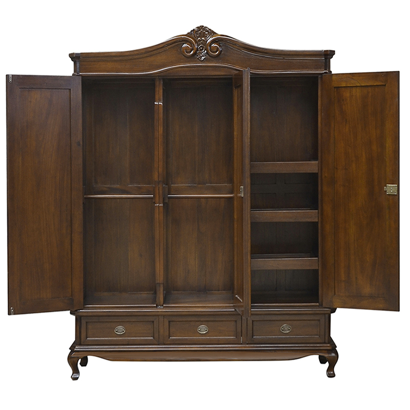 Chantilly Triple Armoire - Solid Doors - Chestnut Colour - Image 4