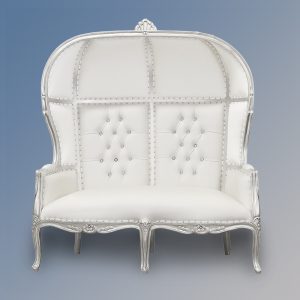 Porters Double Chair - La Dome - Silver Frame and White Faux Leather