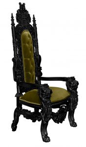 Throne Chair - Lion King - Black Frame Upholstered in Plush Khaki Velvet