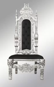 Lion Side Chair - Silver Frame Upholstered in Plush Black Velvet