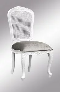 Chantilly Rattan Bedroom Side Chair - Grey Crushed Velvet