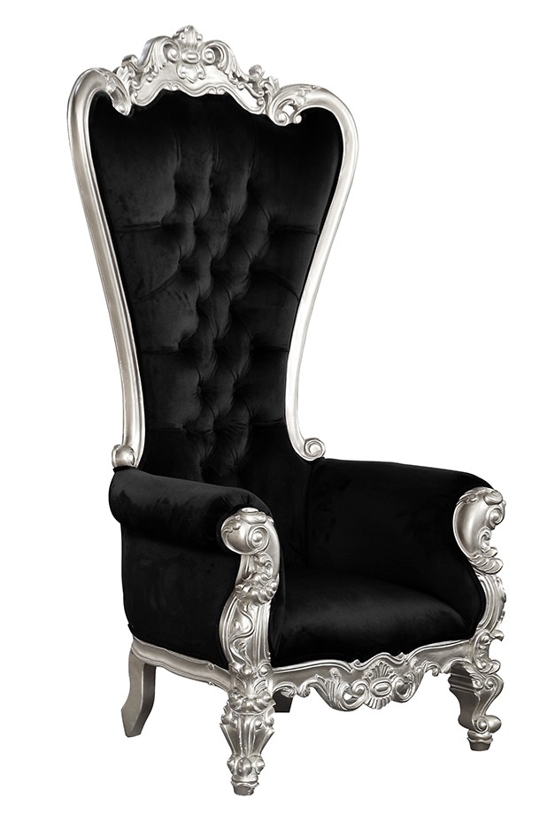 Throne Chair Lazarus King Silver Frame Upholstered in