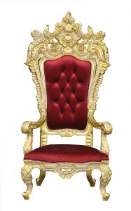 Throne Chair - Eros King - Gold Frame Upholstered in Wine Plush Velvet