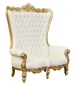 Lazarus Double King Chair - Gold Frame with White Faux Leather