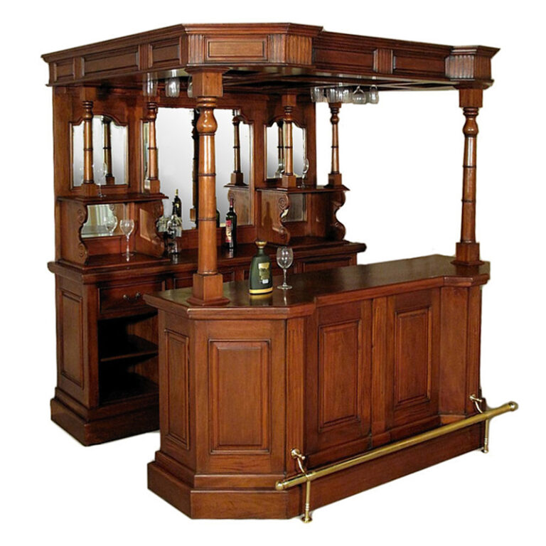 Solid Mahogany Bar - Parisian Canopy Home Bar - Chestnut Colour ...