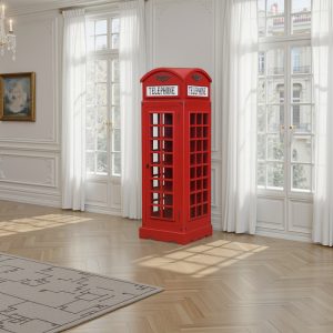 Drinks Cabinet - Iconic BT Telephone Box Style Bar in Pillar Box Red - Mini