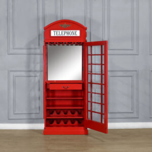 Home Bar - Red Telephone Box Drinks Cabinet in Pillar Box Red