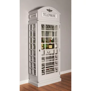 Drinks Cabinet - Telephone Box Home Bar in Grey Colour