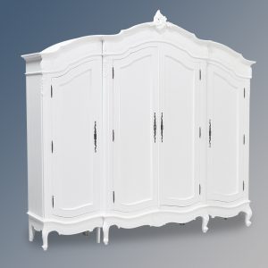 Louis XV Quadruple Armoire - Solid Door - French White Colour
