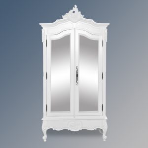 Louis XV - Double Armoire Mirror Door - French White Colour