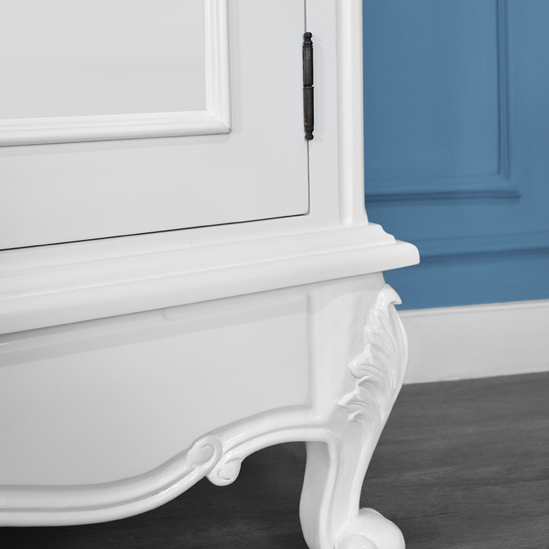 Louis XV Triple Armoire - Solid Door - French White - Image 6