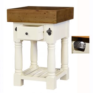 Single Butcher Block with Drawer - French Ivory Colour