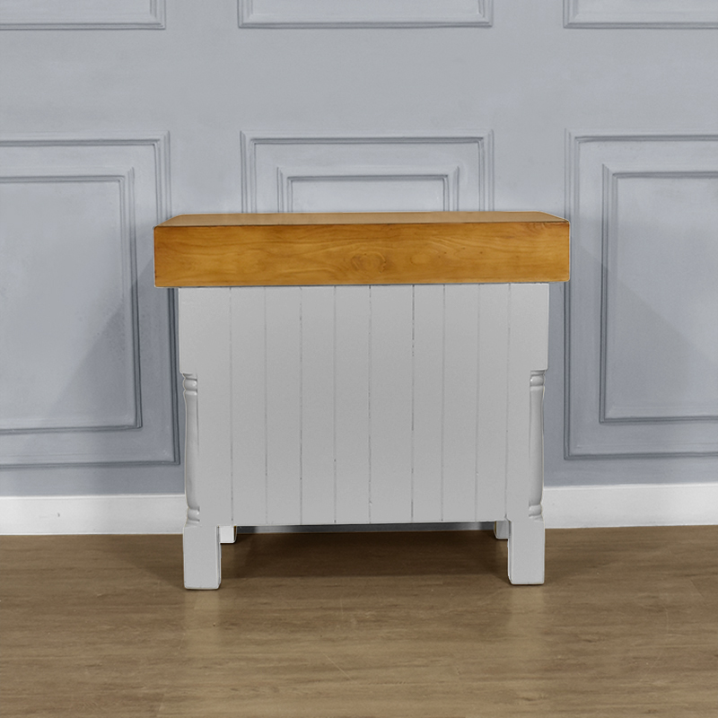 Kitchen Block Island with Wine & Vegetable Racks - Heavy Top - Grey Colour - Image 9