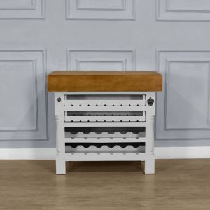 Kitchen Block Island with Wine & Vegetable Racks - Heavy Top - Grey Colour