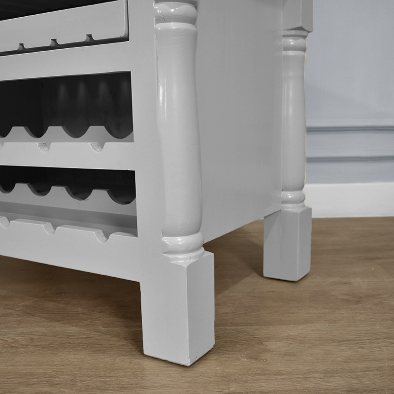 Kitchen Block Island with Wine & Vegetable Racks - Heavy Top - Grey Colour - Image 7