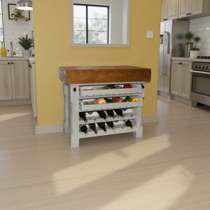 Kitchen Block Island with Wine & Vegetable Racks - Heavy Top - Grey Colour