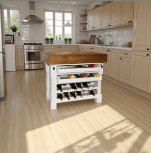 Kitchen Block Island with Wine & Vegetable Racks - Heavy Top - French White Colour