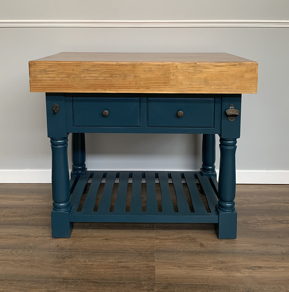 Butchers Block Kitchen Island - Heavy Top - Haigh Blue Colour - Island ...