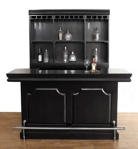 Solid Mahogany Bar - La Maison Bar Set - Counter and Storage Cabinet - French Noir