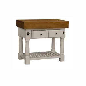 Butchers Block-Kitchen Island - Heavy Top - Elephant Breath Finish - 2 Drawer