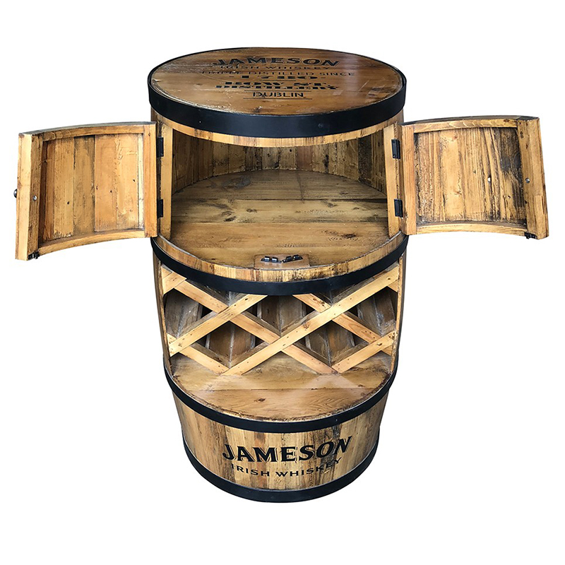 Drinks Cabinet Irish Whiskey Barrel Bar Cabinet with Doors - Image 5