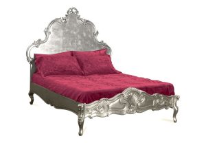 French Louis Xv - Narbonne Bed in Silver Leaf