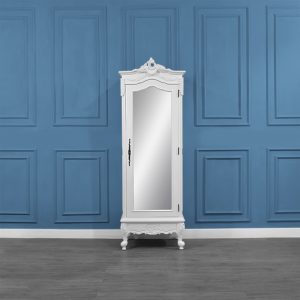Louis XV Single Armoire Mirror Door - French White Colour (Clearance)