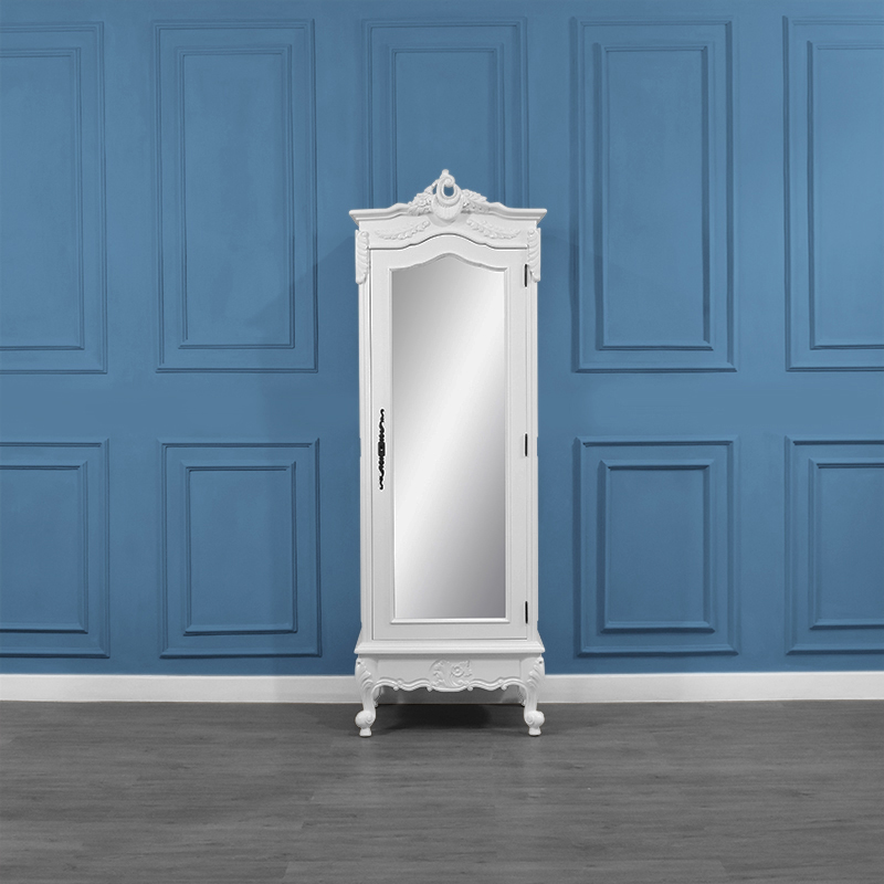 Louis XV Single Armoire Mirror Door - French White Colour (Clearance) - Image 2