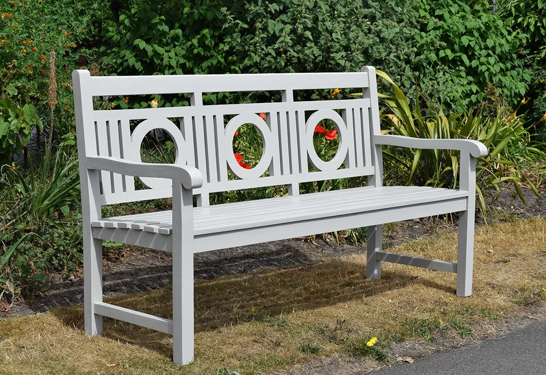 Teak Garden Bench - Blenheim in Pavilion Grey - Image 2