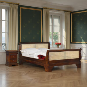 Versailles Sleigh Bed with Caned Rattan Headboard