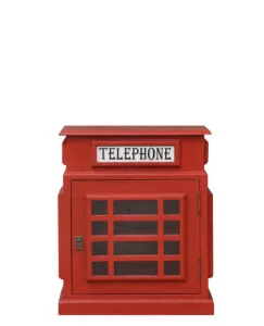 Drinks Cabinet - Iconic British Telephone Box Style Mini Cabinet in Pillar Box Red